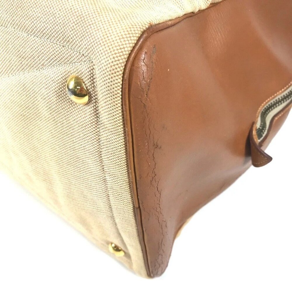 HERMES vintage Victoria 50 Travel Bag Duffle Bag Leather/Canvas Beige/Brown - Picture 7 of 15